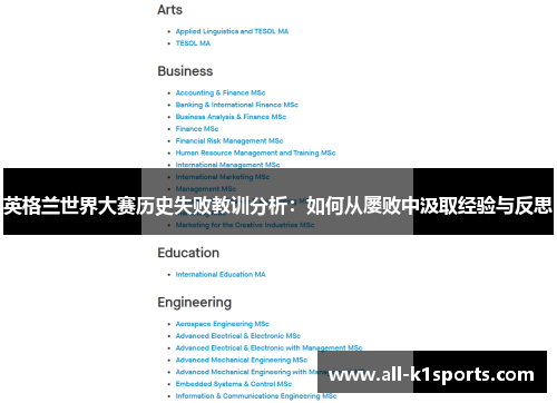 英格兰世界大赛历史失败教训分析：如何从屡败中汲取经验与反思